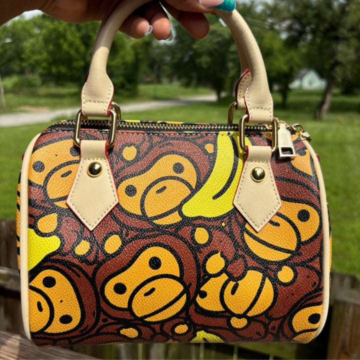 Monkey Business Mini Duffie Bag  – Trendy Compact Everyday Handbag